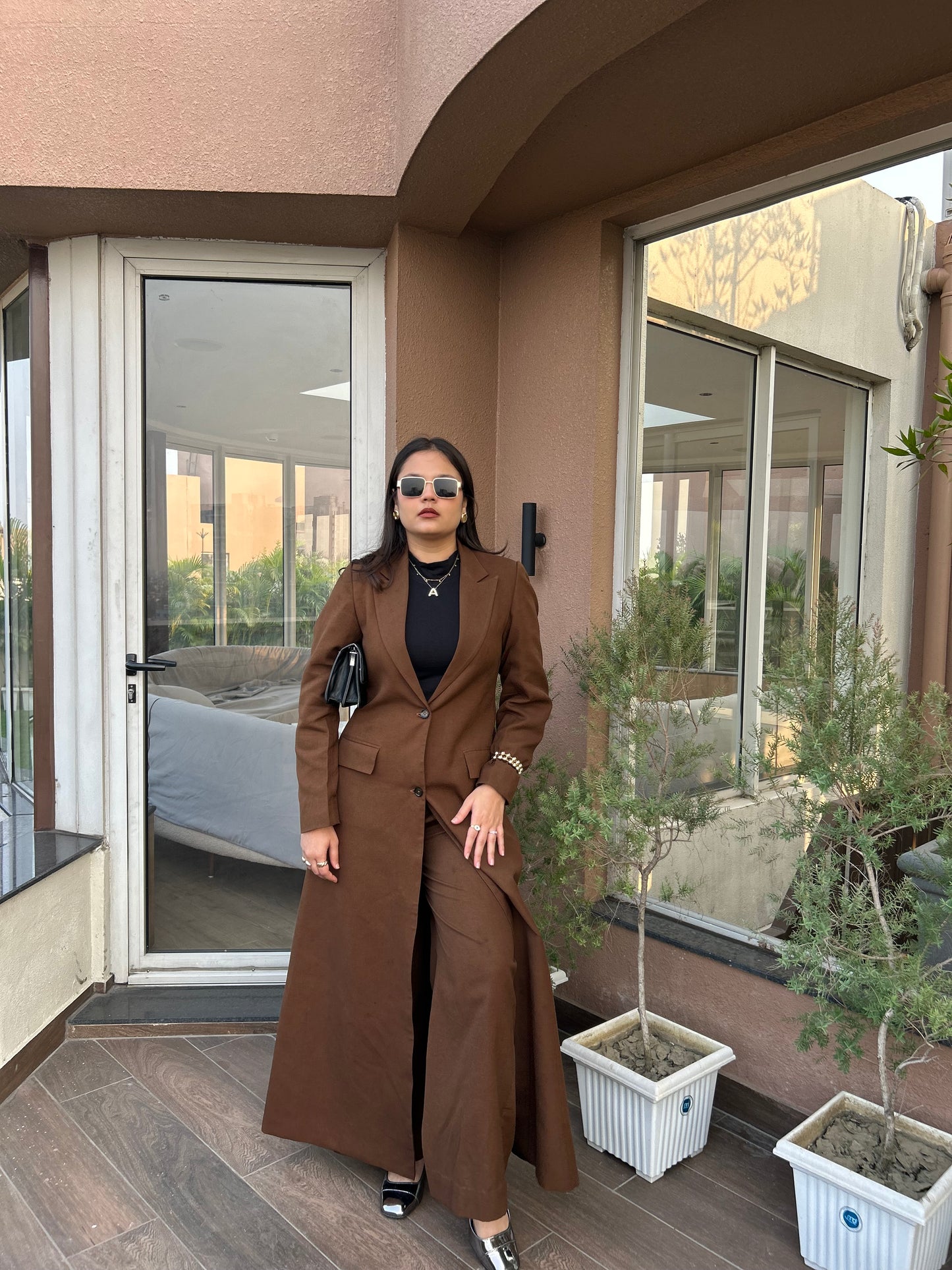 MOCHA LINEN TRENCH COAT SET