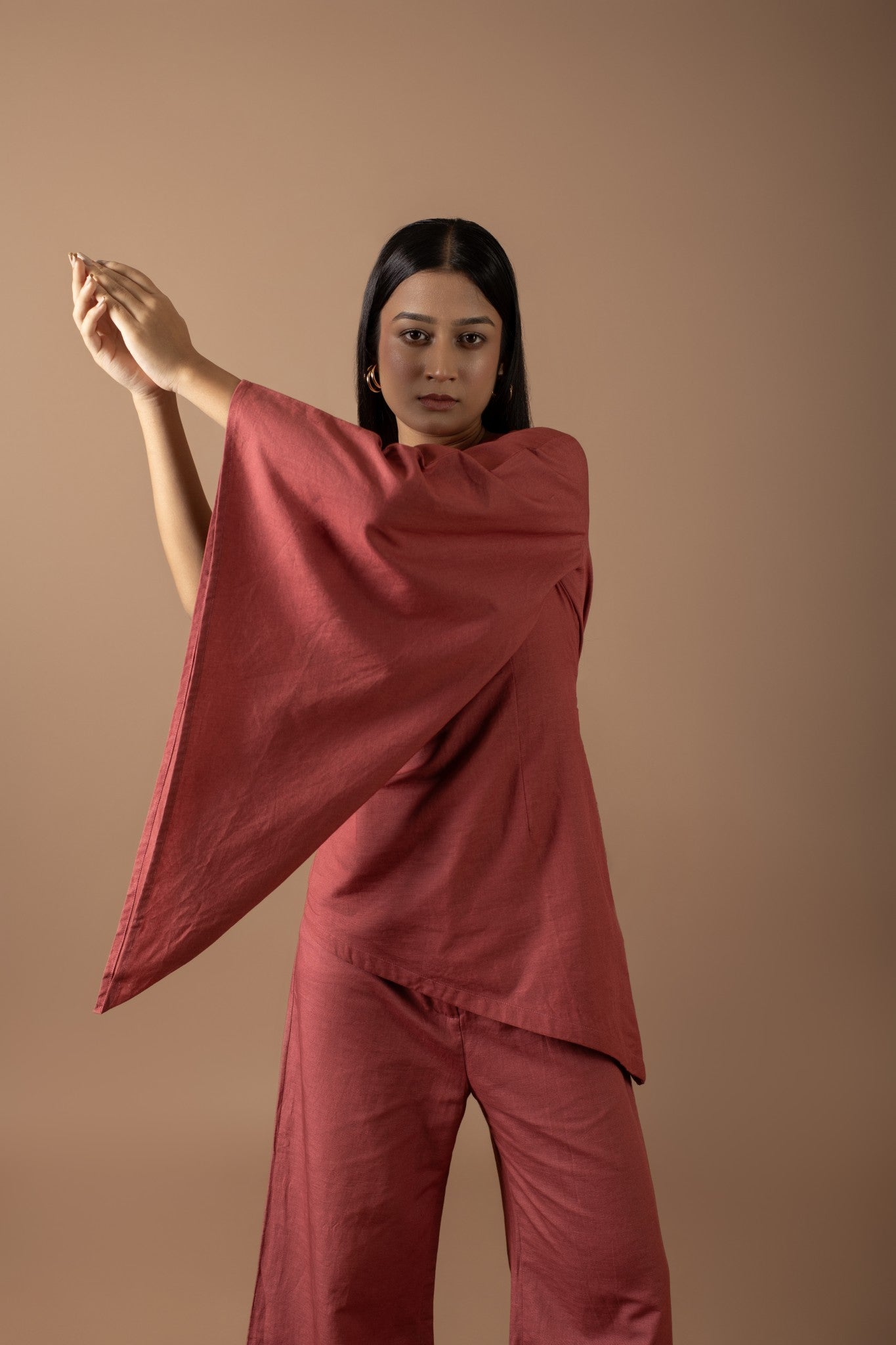 LUCIANA RUST ONE SHOULDER ASYMMETRICAL SET