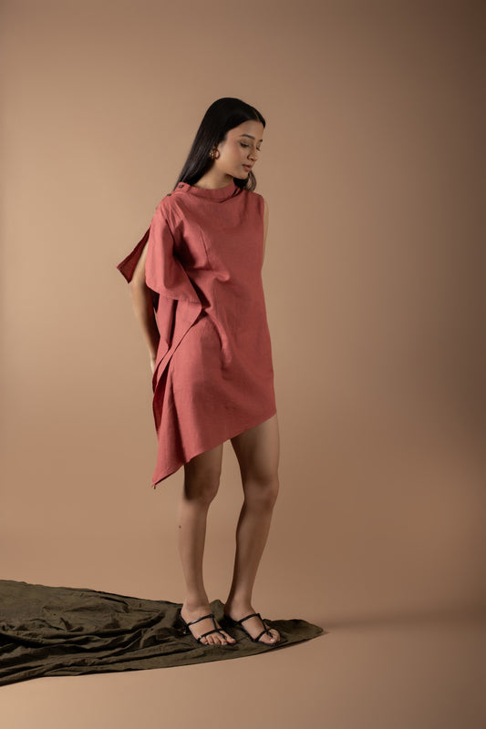 LUNA RUST ASYMMETRICAL DRESS