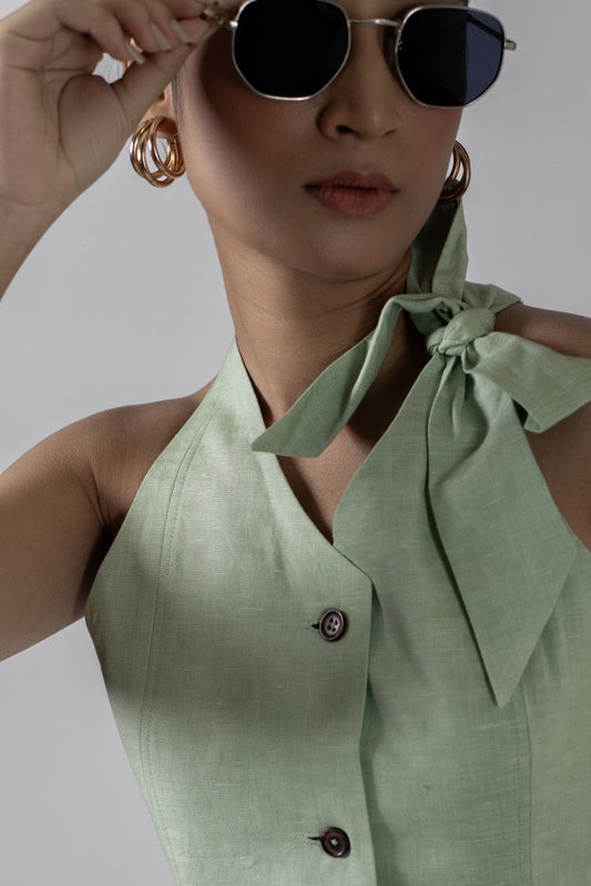 RACHEAL GREEN BOW VEST COAT