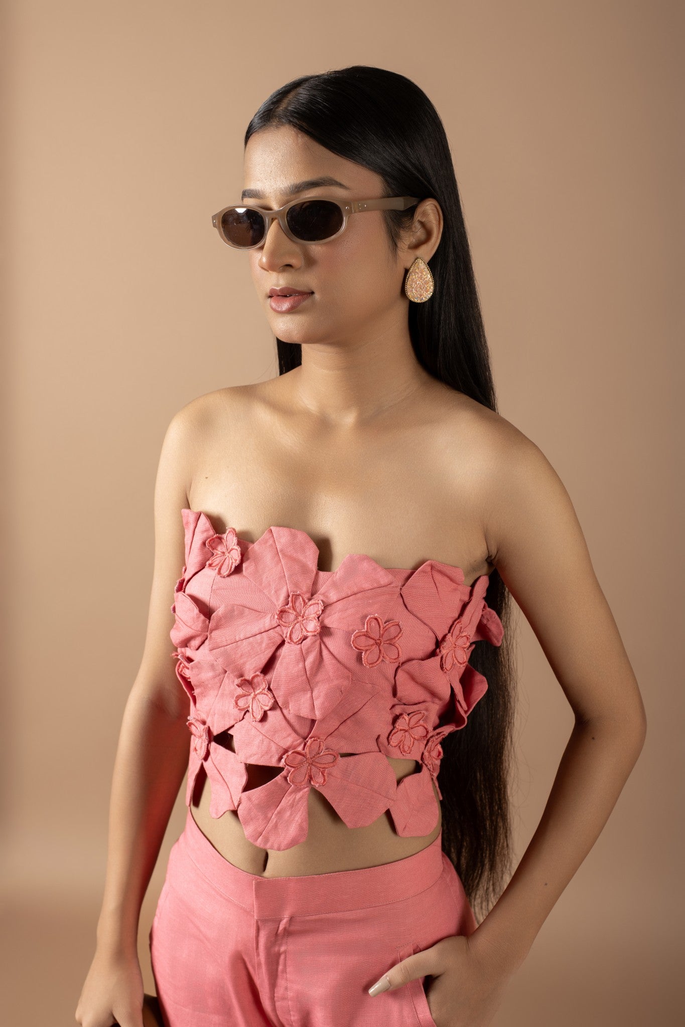 ALEXANDRA PINK TUBE TOP AND PANTS SET