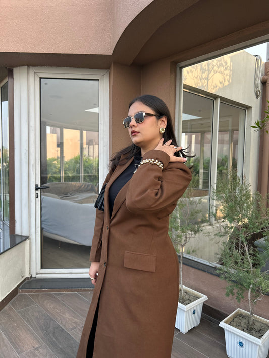 MOCHA LINEN TRENCH COAT SET