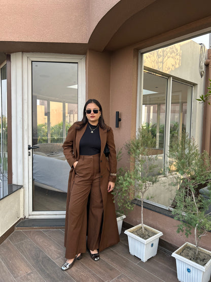 MOCHA LINEN TRENCH COAT SET