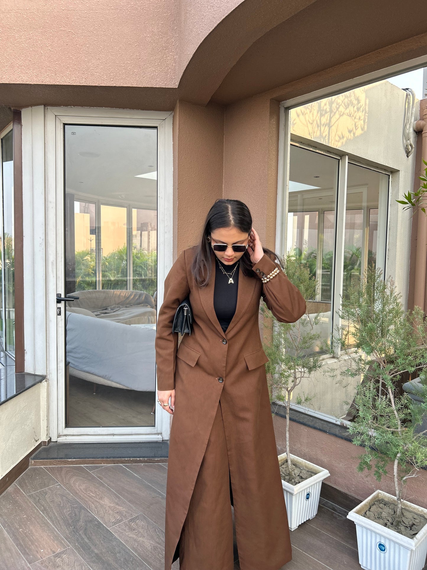 MOCHA LINEN TRENCH COAT SET