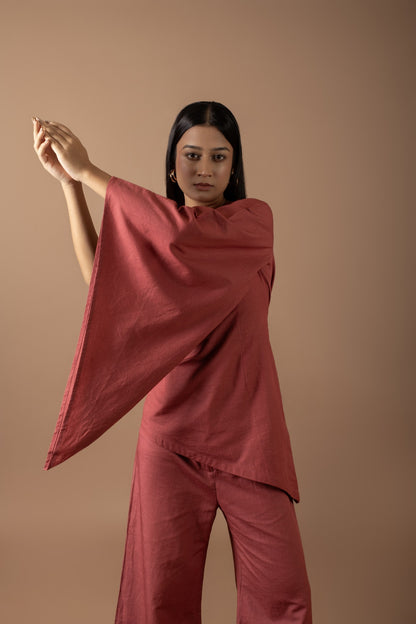 LUCIANA RUST ONE SHOULDER ASYMMETRICAL SET