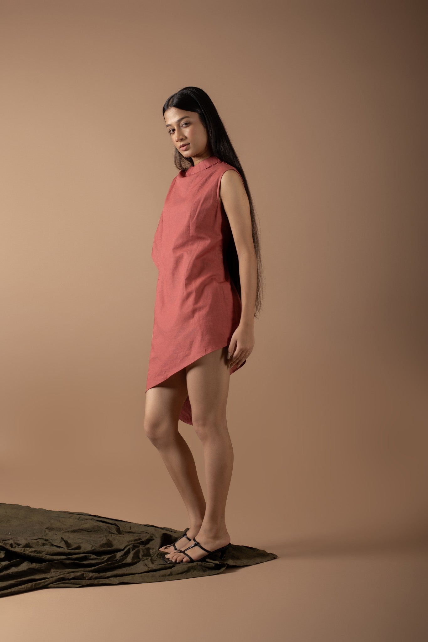 LUNA RUST ASYMMETRICAL DRESS