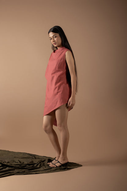 LUNA RUST ASYMMETRICAL DRESS