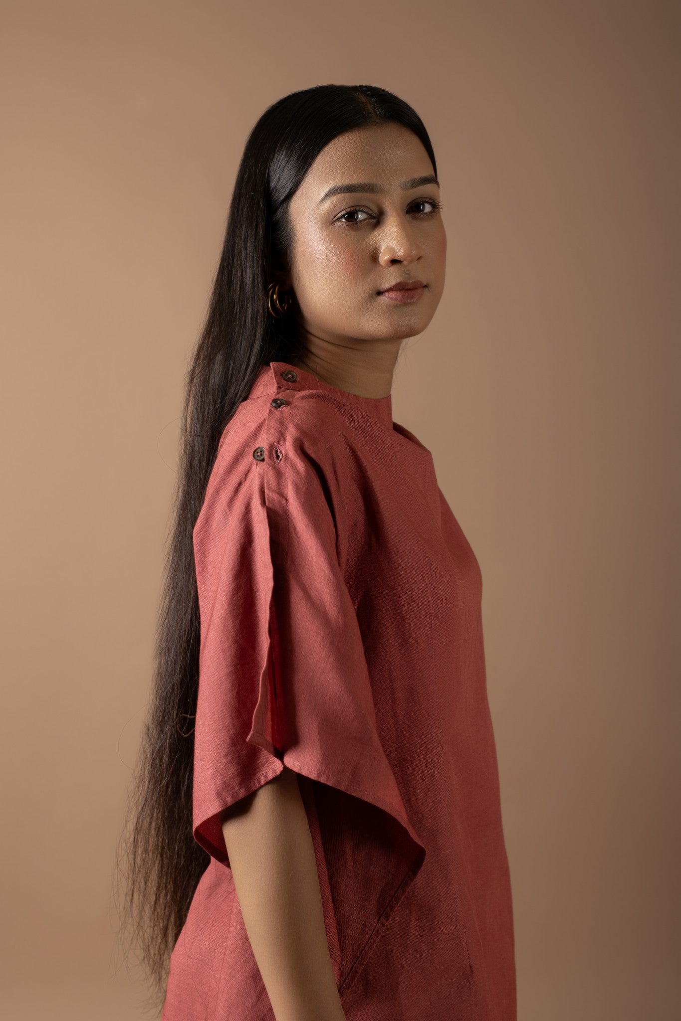 LUNA RUST ASYMMETRICAL DRESS