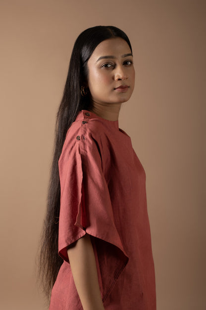 LUNA RUST ASYMMETRICAL DRESS