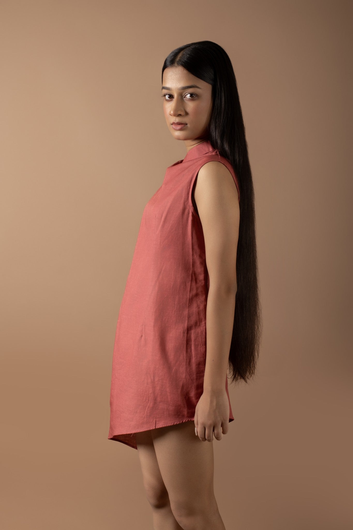 LUNA RUST ASYMMETRICAL DRESS