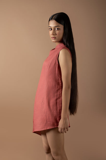 LUNA RUST ASYMMETRICAL DRESS