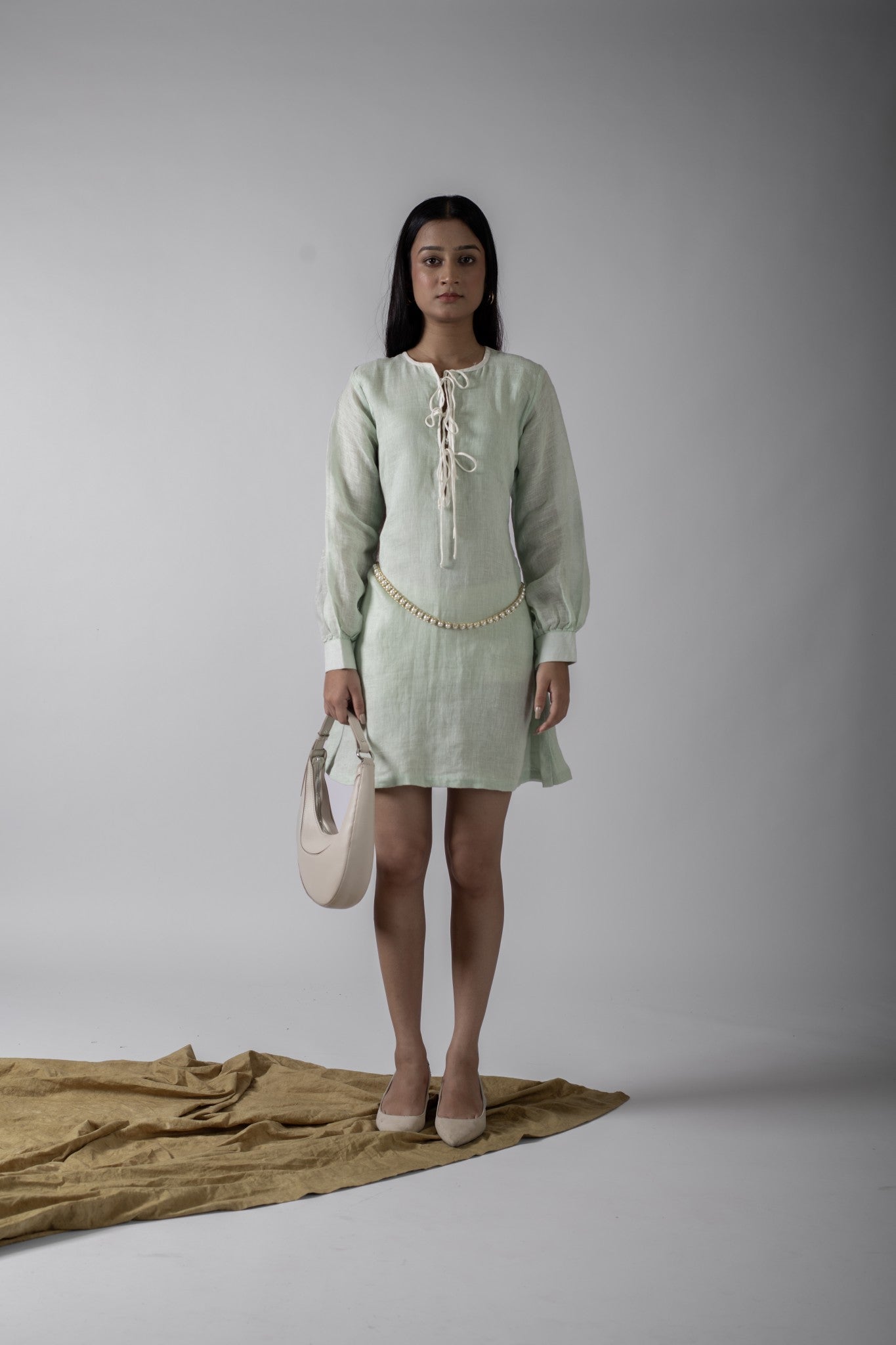 KYLIE MINT GREEN FRONT TIE DRESS
