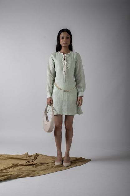 KYLIE MINT GREEN FRONT TIE DRESS