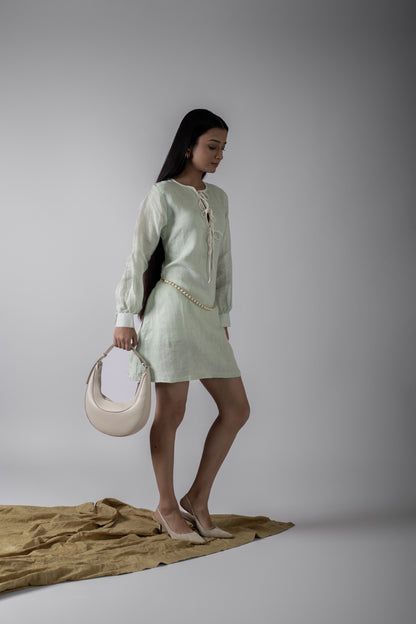 KYLIE MINT GREEN FRONT TIE DRESS