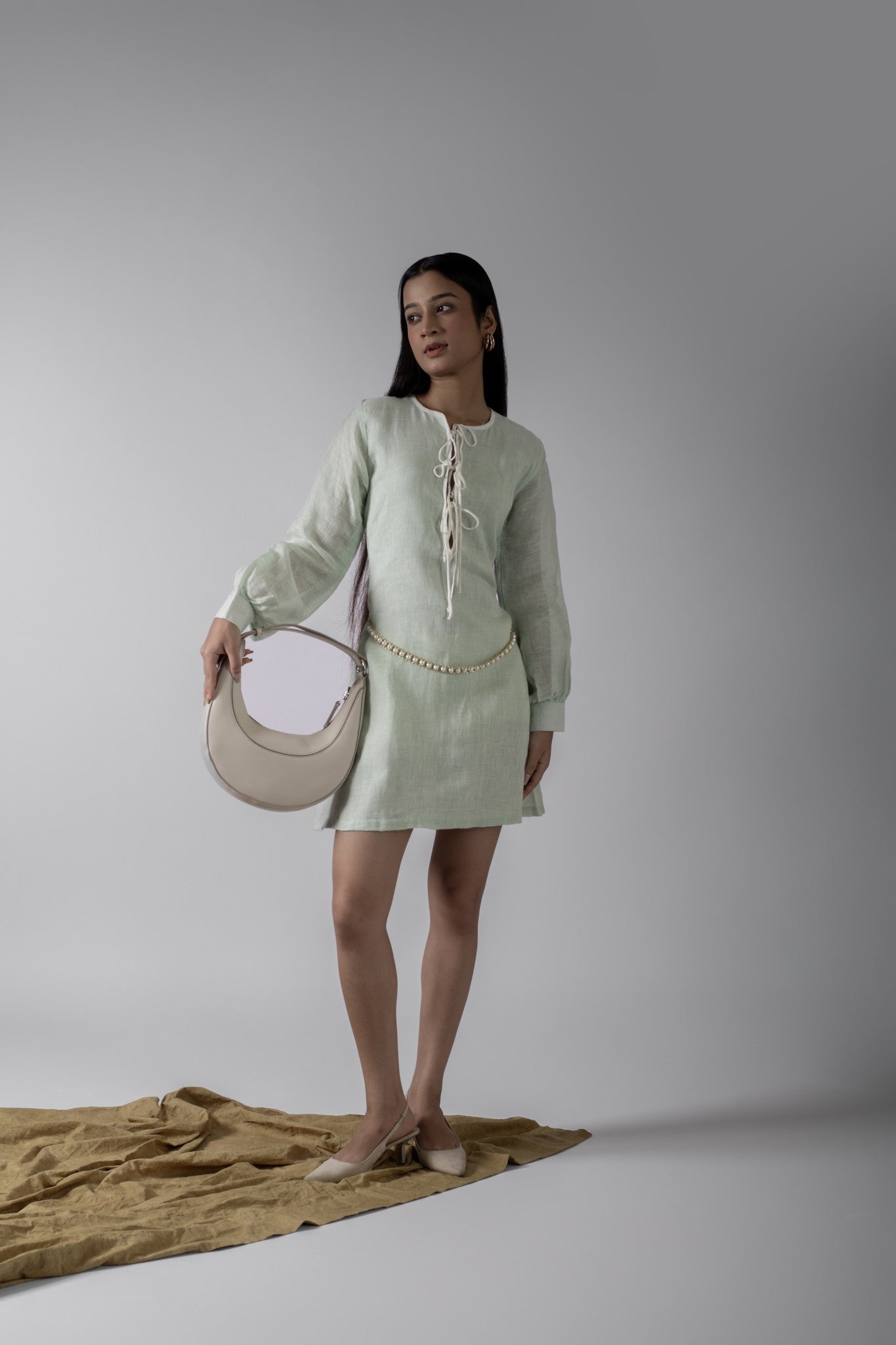 KYLIE MINT GREEN FRONT TIE DRESS