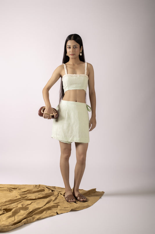DAPHNE MINT GREEN BUSTIER AND SKORTS