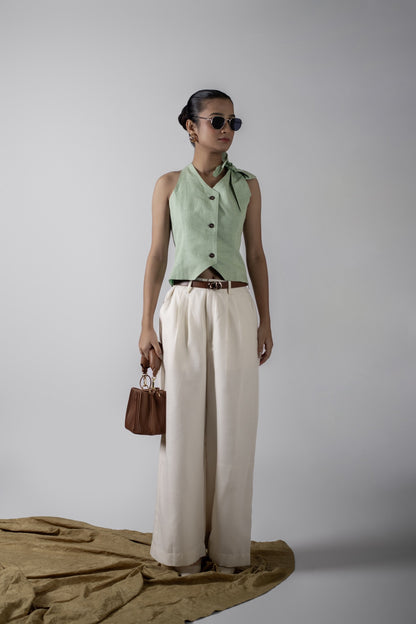 RACHEAL GREEN BOW VEST COAT