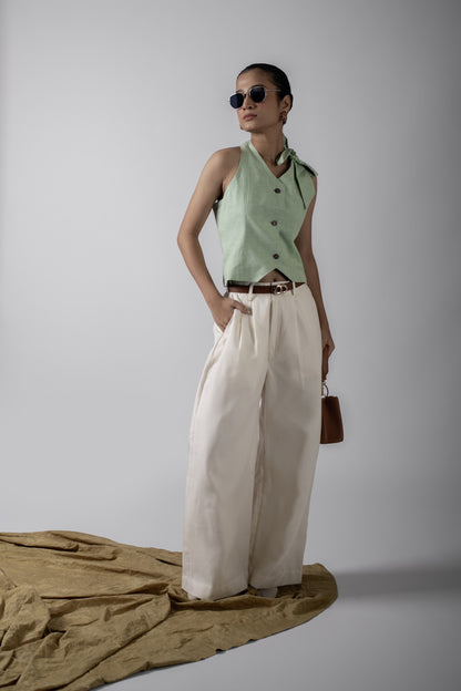RACHEAL GREEN BOW VEST COAT