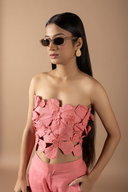 ALEXANDRA PINK TUBE TOP AND PANTS SET