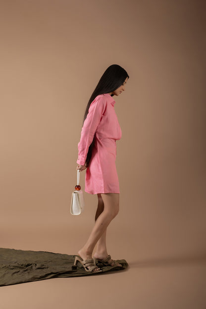 FLORENCE PINK SHIRT LAYERED DRESS
